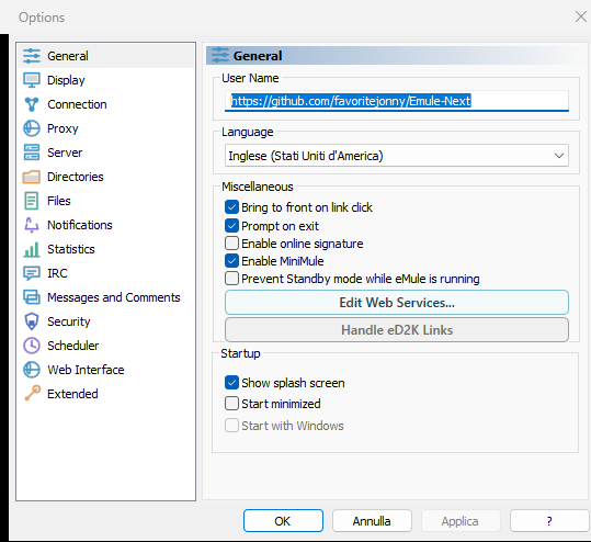 eMule Next preferences window