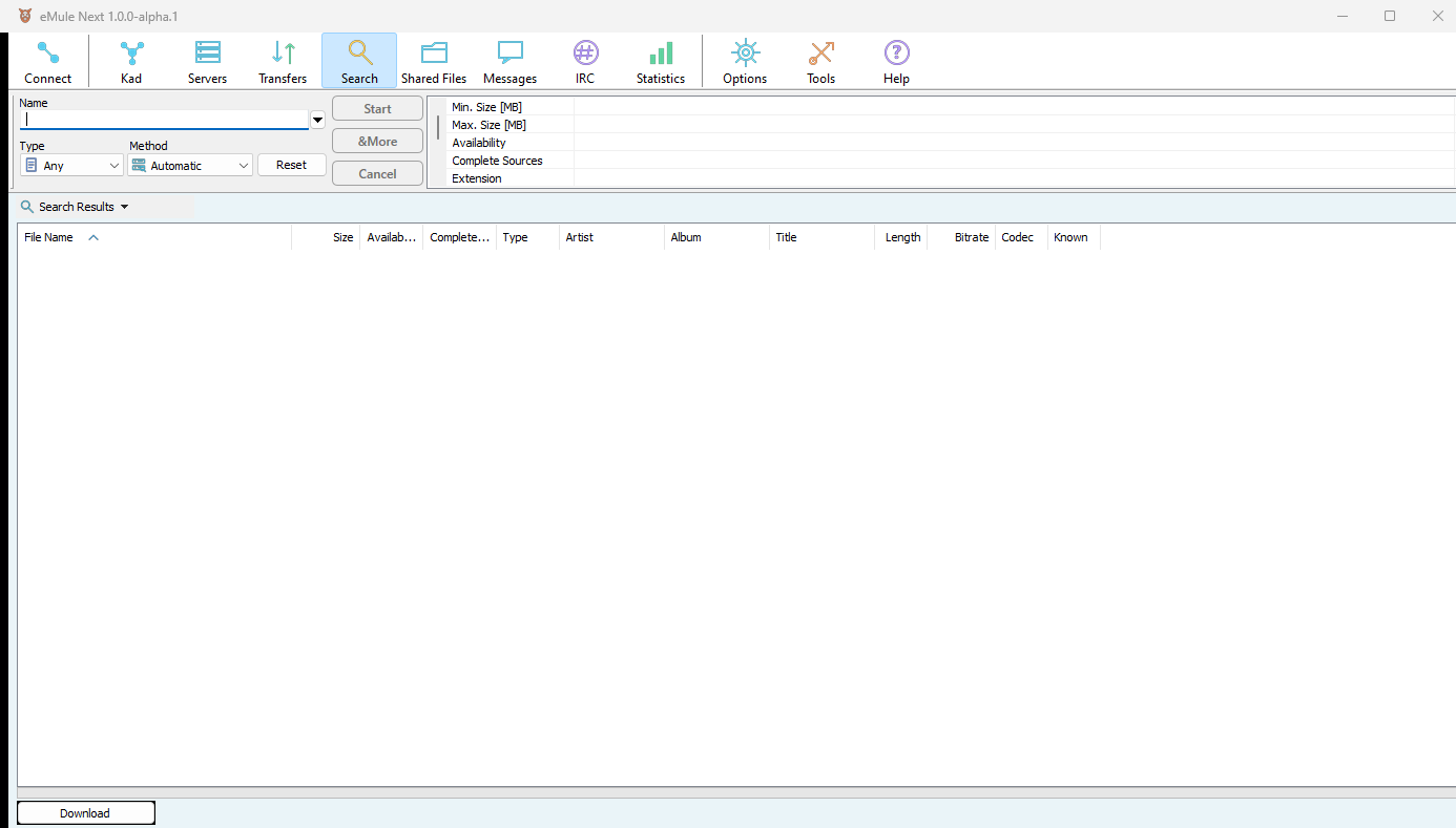 eMule Next search page